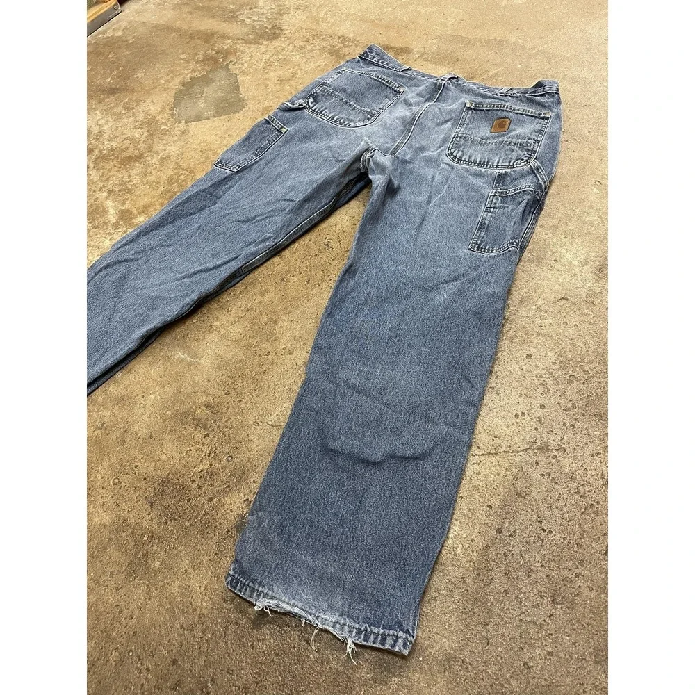 Carhartt B17DPS Jeans Mens 38x30 Stone‎ Wash Blue Relaxed Fit Straight Leg